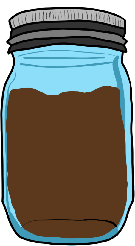 A drawn mason jar with coffee for a senior project